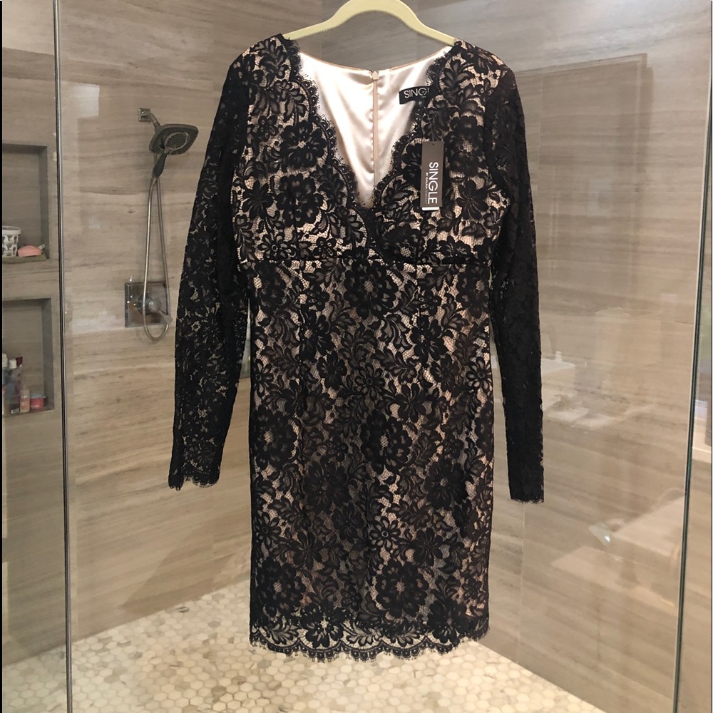 Single black lace dress